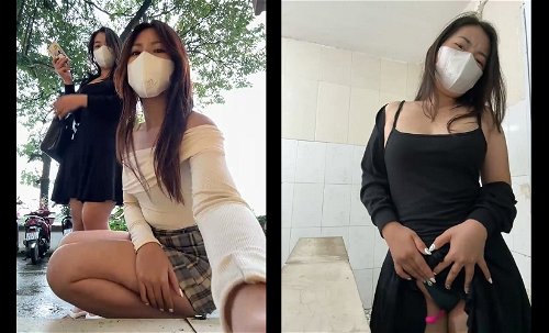 Hai em gái Hà Nội đang thủ dâm trong wc bến xe Sơn Tây thì có người vào